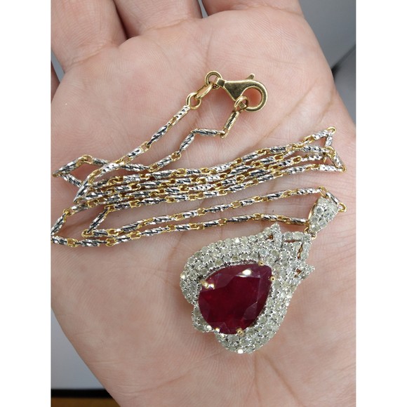 14kt Diamond Ruby Pendant with Necklace appraisal - Picture 5 of 8